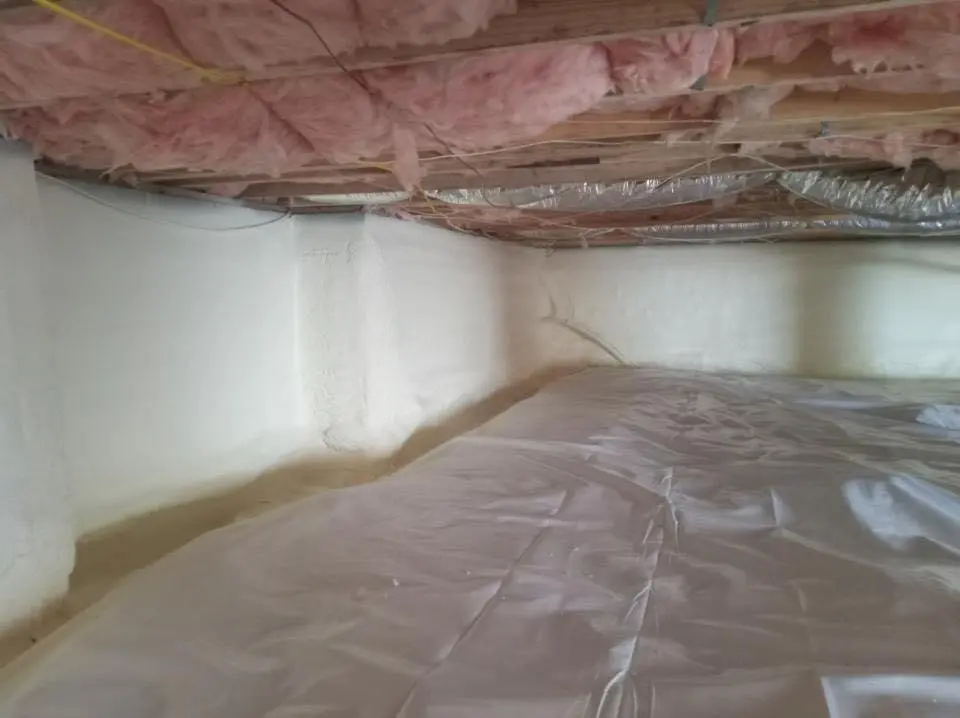 Crawl space encapsulation with closed-cell spray foam for Roof Waterproofing in Godfrey